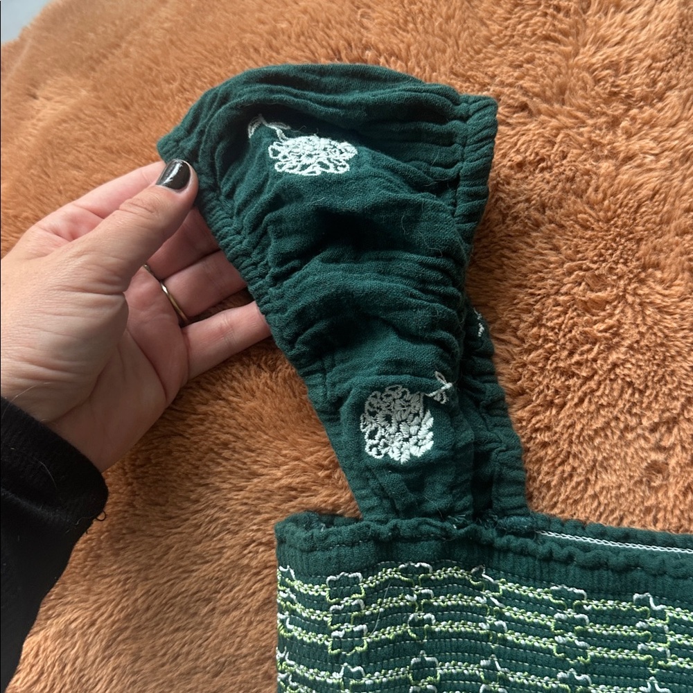 Free People Forest Green Smocked Mini Dress - Picture 4 of 6